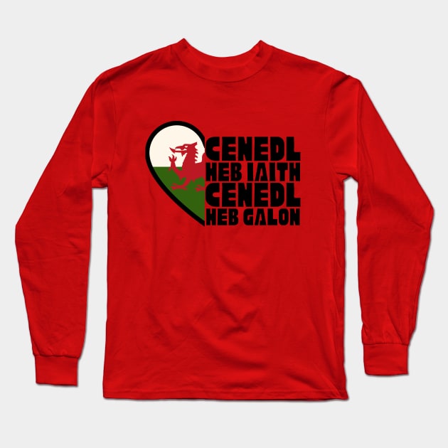 Cenedl Heb Iaith Cenedl Heb Galon Long Sleeve T-Shirt by Teessential